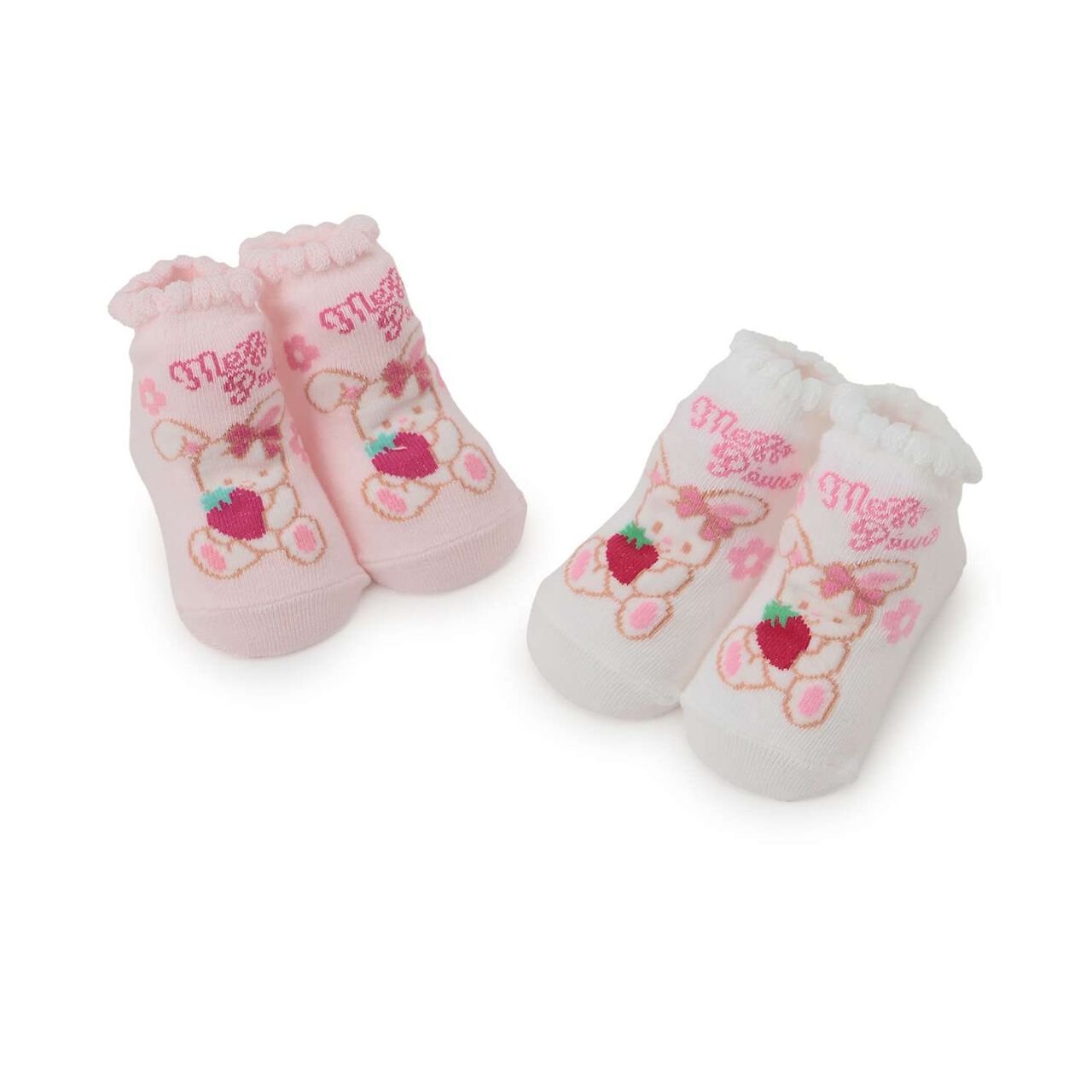Rabbit Strawberry Pattern Socks [Made in Japan],Light pink, large image number 6