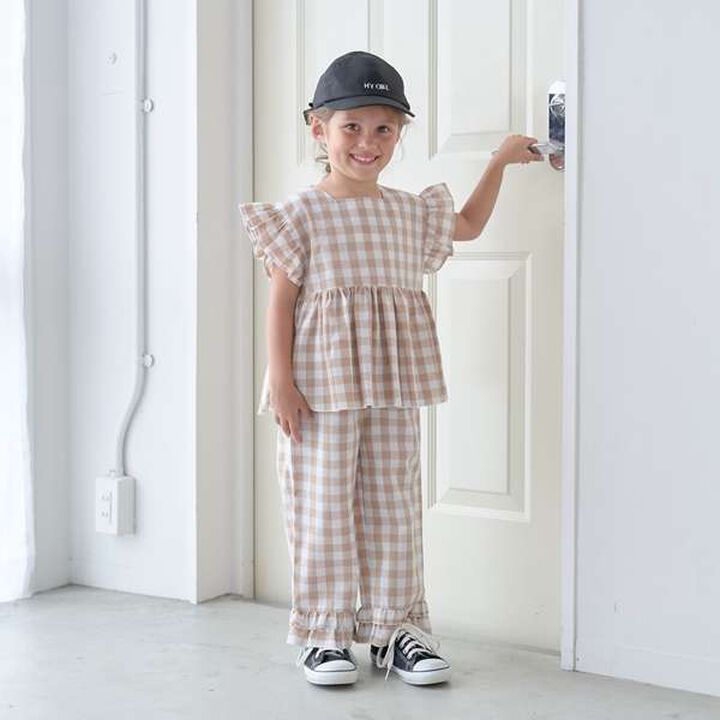 Peplum Blouse & Hem Frill Pants Outfit Set,Mocha tea, medium image number 20