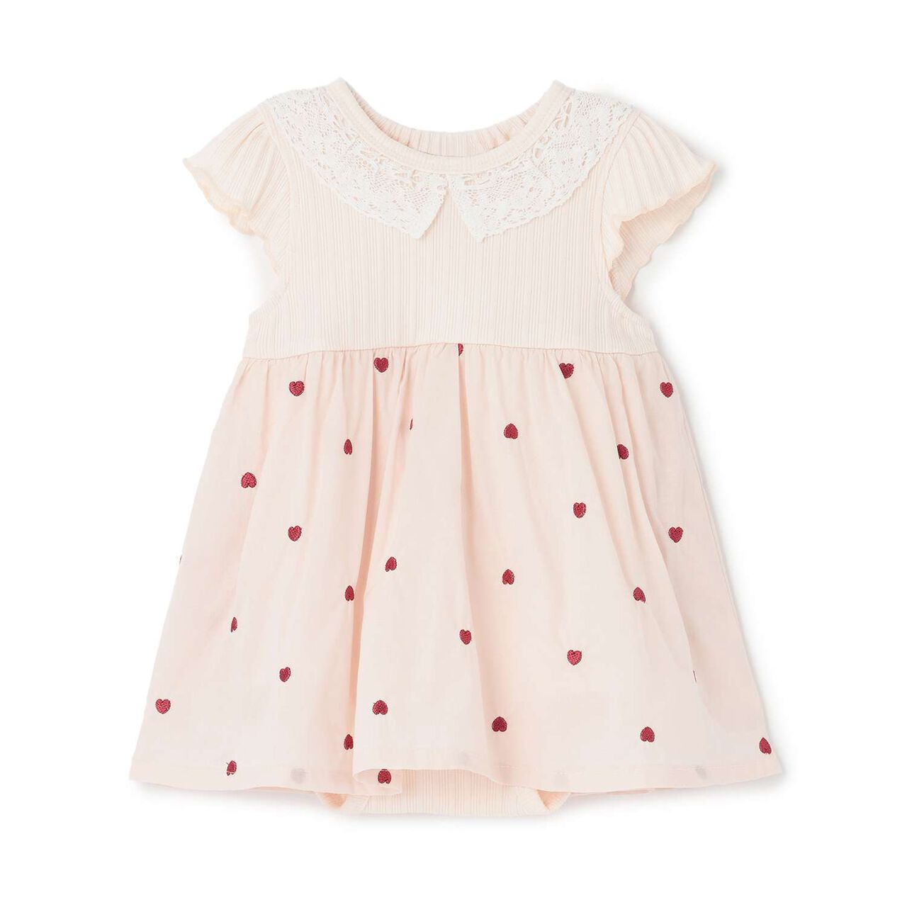 Link Heart Embroidery OP Romper,Light pink, large image number 0