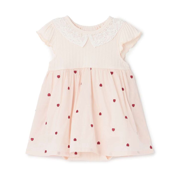 Link Heart Embroidery OP Romper,Light pink, medium image number 0