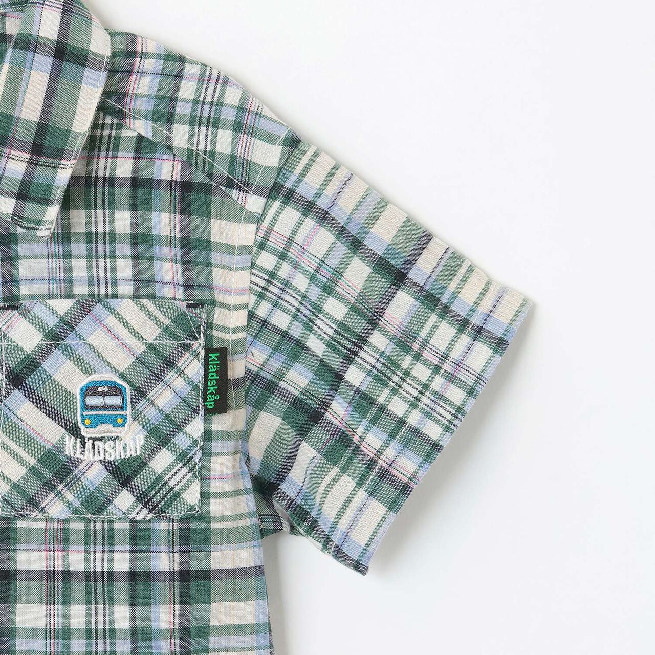 Train One-Point Checkered Short-Sleeve Shirt,Red, large image number 4