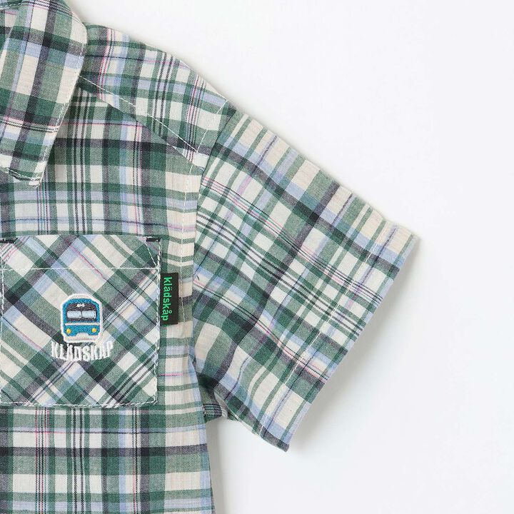 Train One-Point Checkered Short-Sleeve Shirt,Red, medium image number 4