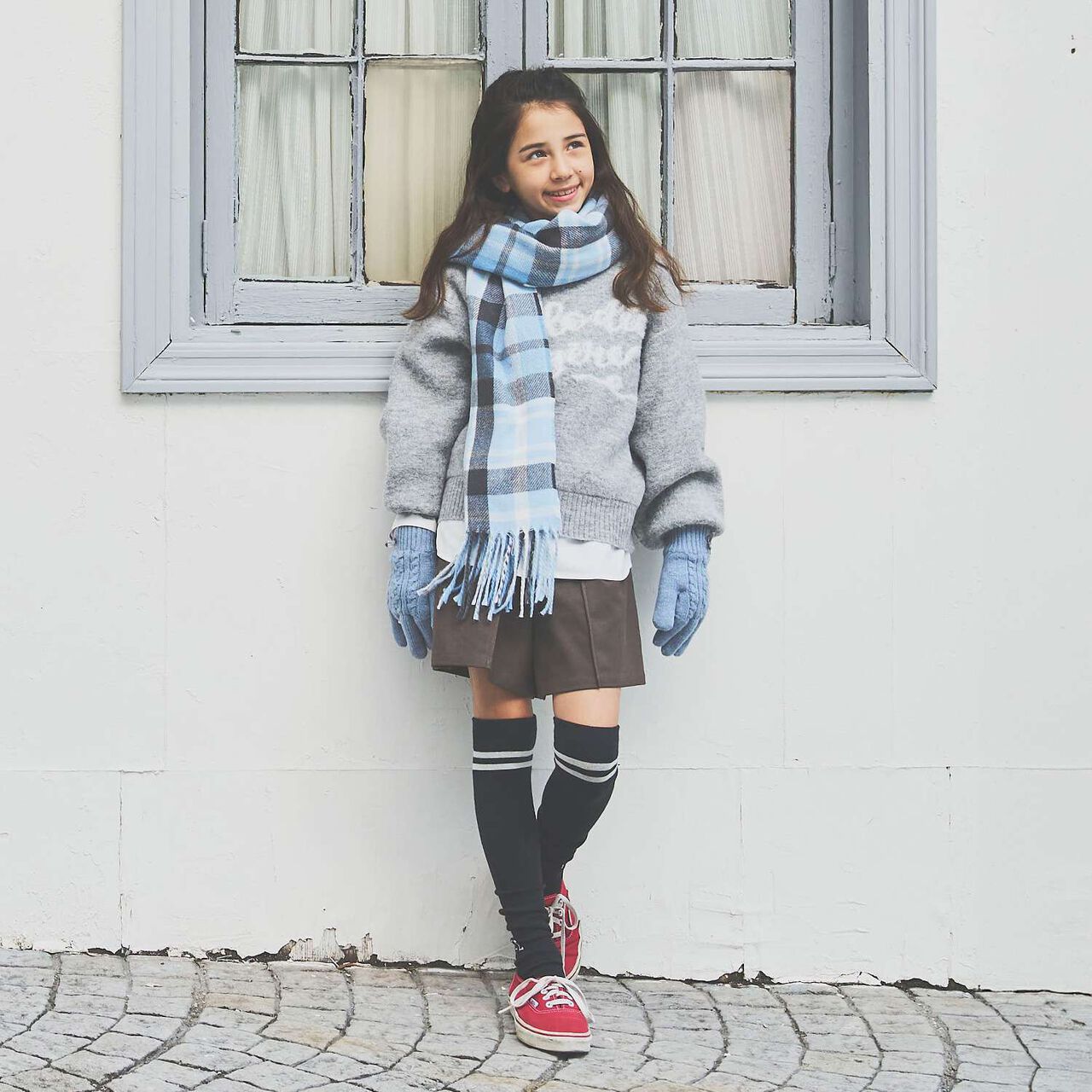 [Static-Free] Cashmere Touch Checkered Scarf,Navy, large image number 11