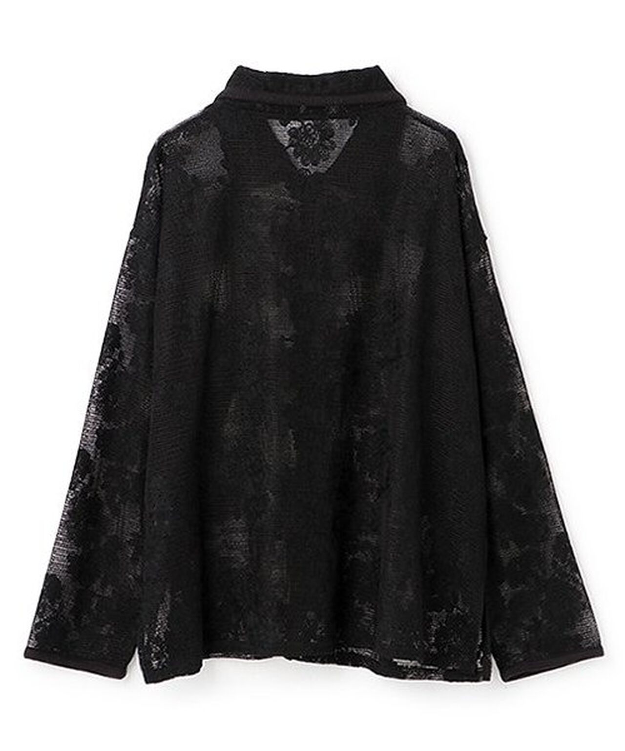 Lace Shirt Jacket,Black, large image number 5