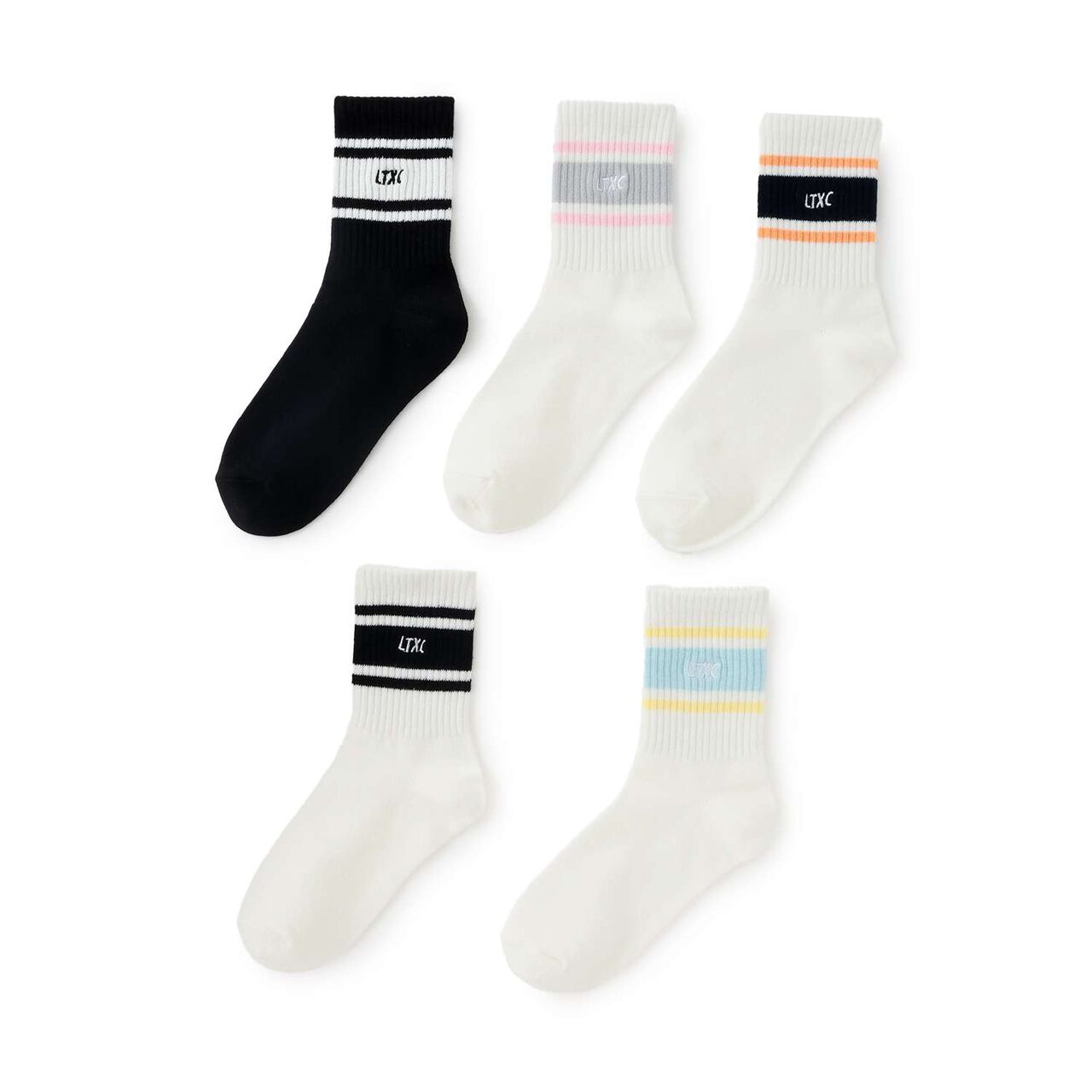 [LTXC] Multi Line Crew Socks,Black, large image number 3