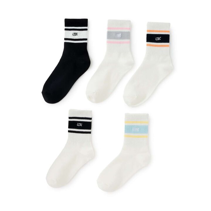 [LTXC] Multi Line Crew Socks,Black, medium image number 3