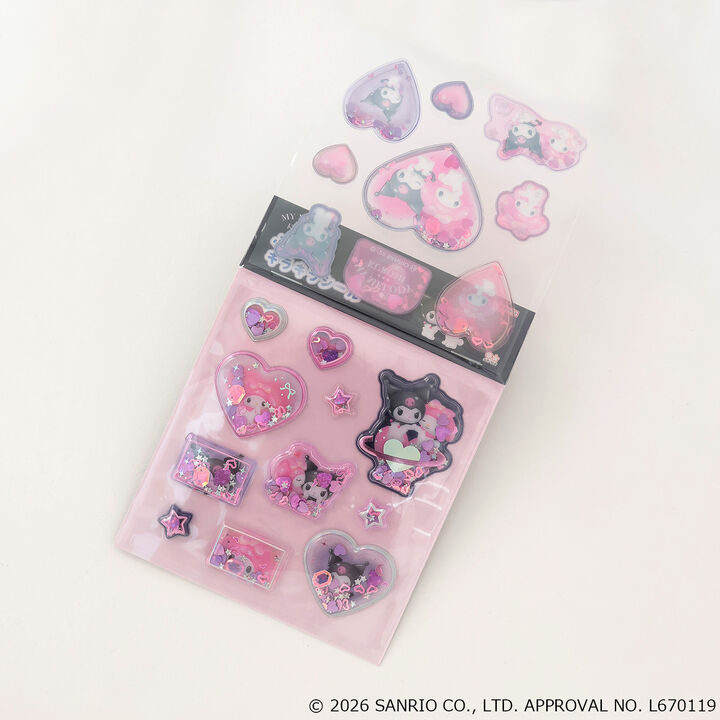 [My Melody & Kuromi] Puffy Sparkling Sticker,Black, medium image number 2