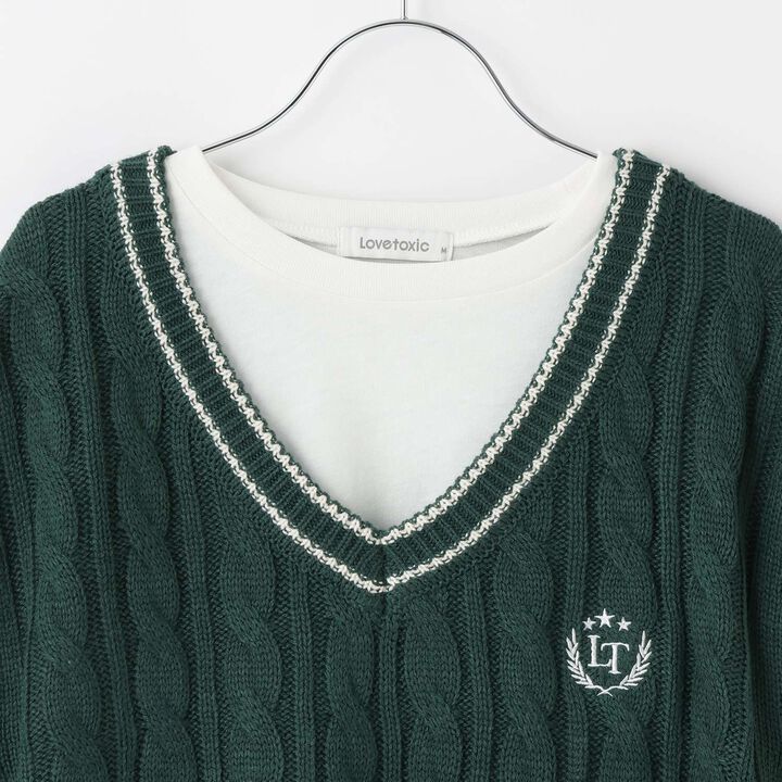 [GOOD PRICE] Cable Knit T-Shirt Set,Off white, medium image number 10