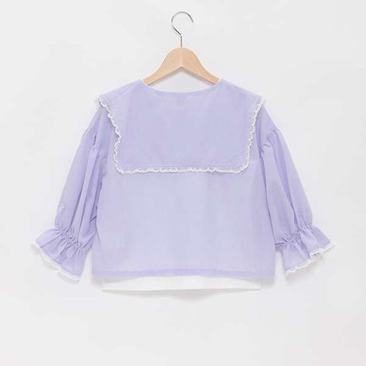 Frill Sailor Blouse & Tank Top Set,Sax blue, medium image number 1