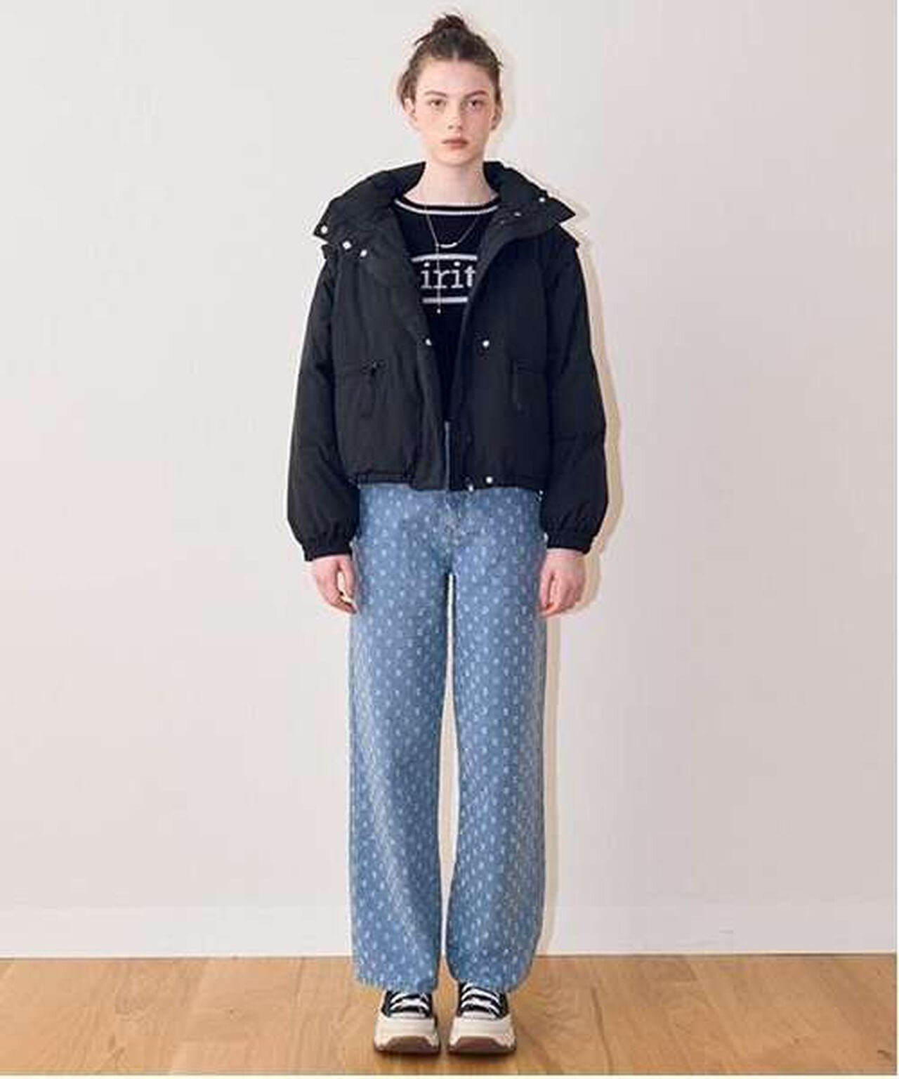 Eyelet Wide Pants,Light blue, large image number 1