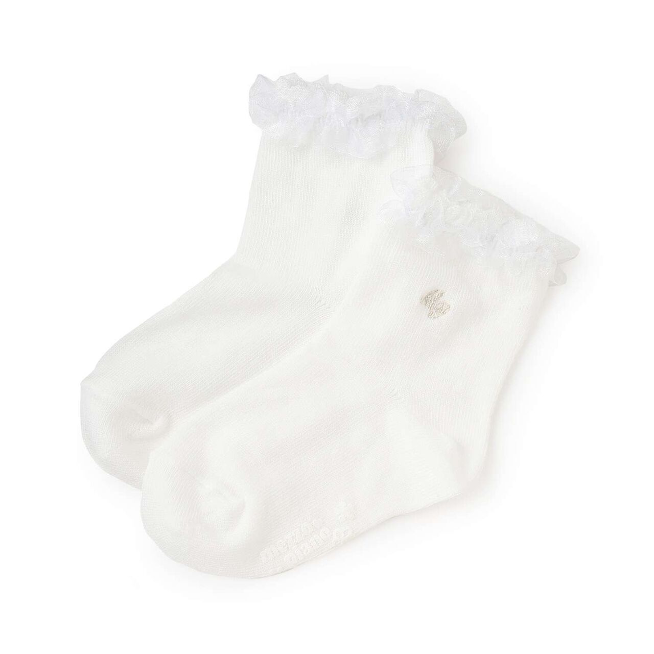 Frill Logo Embroidery Socks [Made in Japan],White, large image number 0