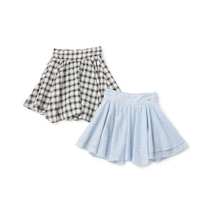 Assorted Material Irregular Hem Skirt with Shorts,Black, medium image number 2