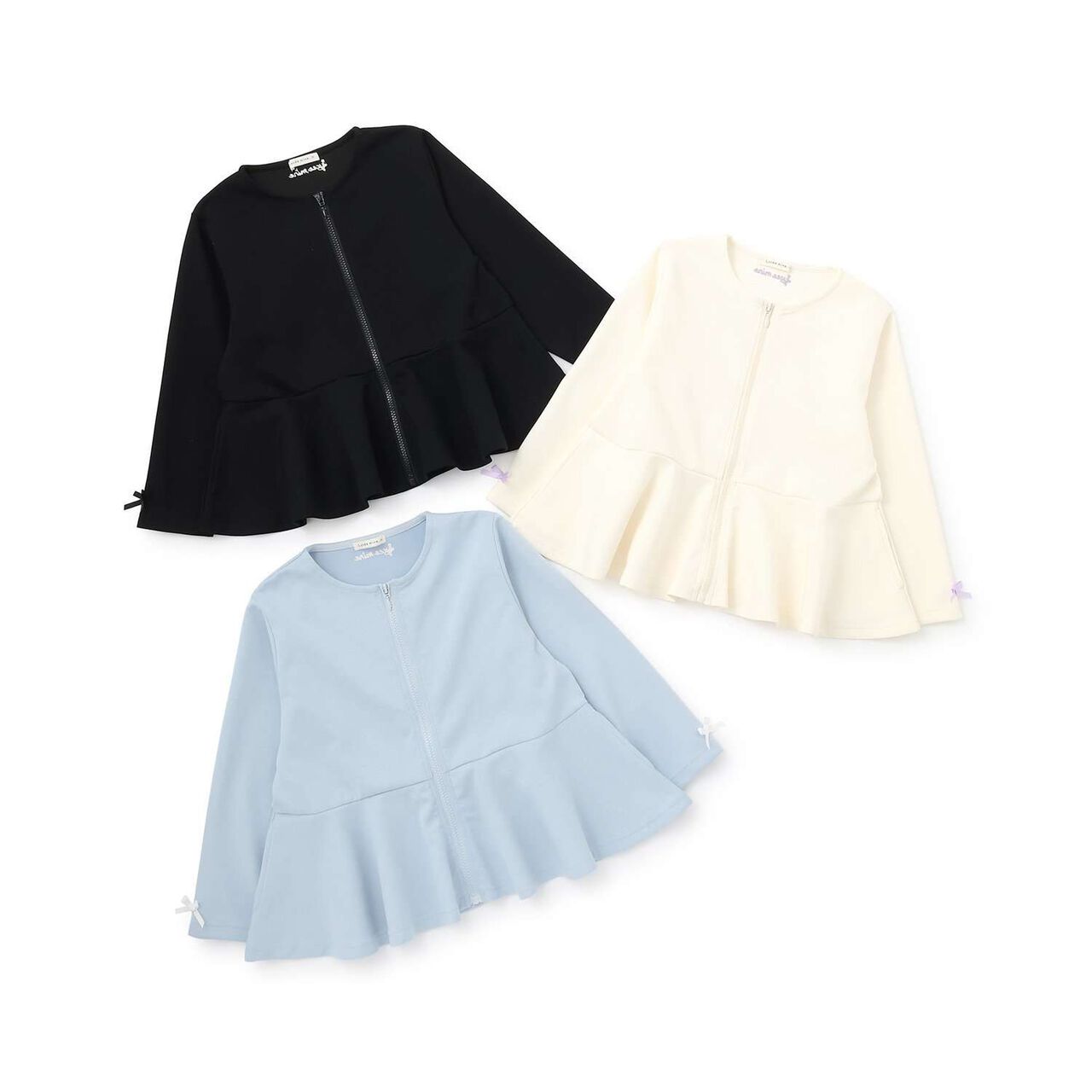 [School-Ready] Puff Sweat Peplum Full Zip-Up,Ivory, large image number 10