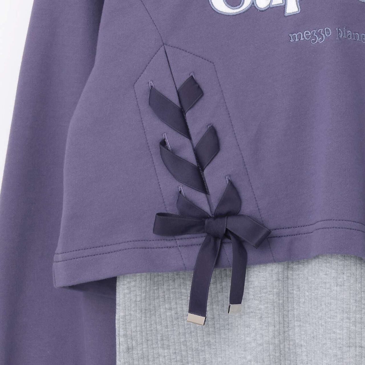 Lace-up Short Parka & Tank Top Set,Navy, large image number 5