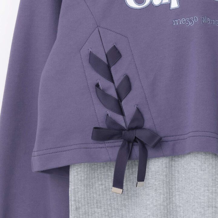 Lace-up Short Parka & Tank Top Set,Navy, medium image number 5