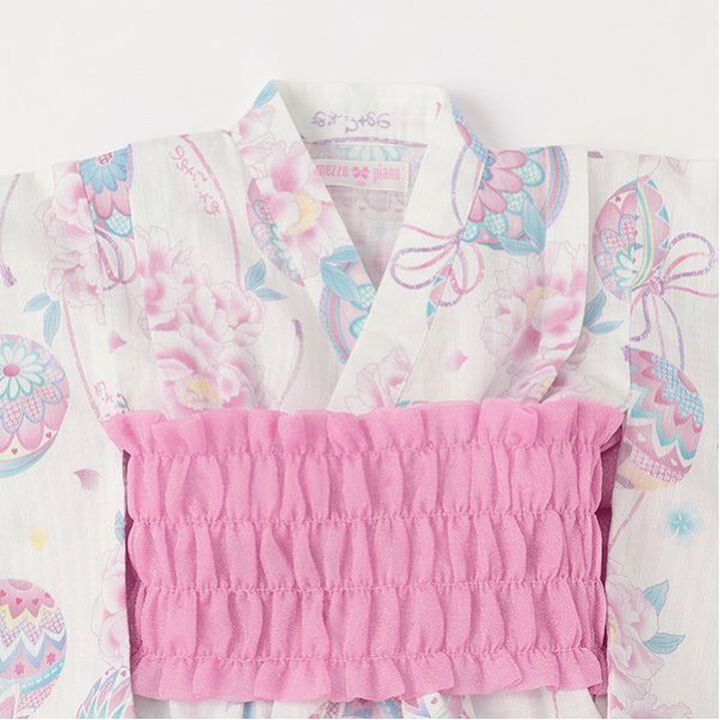 Temari Flower Pattern Yukata Dress,Off white, medium image number 8