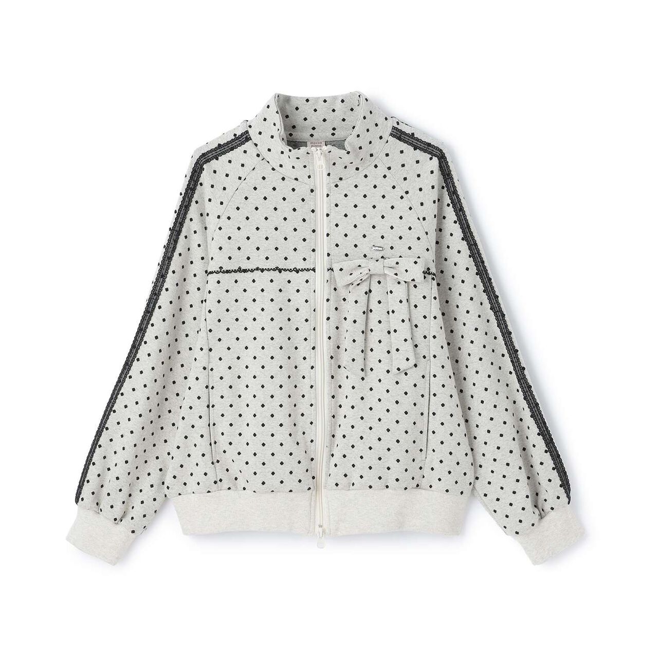 Dot Jacquard Jacket (with Ribbon Brooch),Black, large image number 12