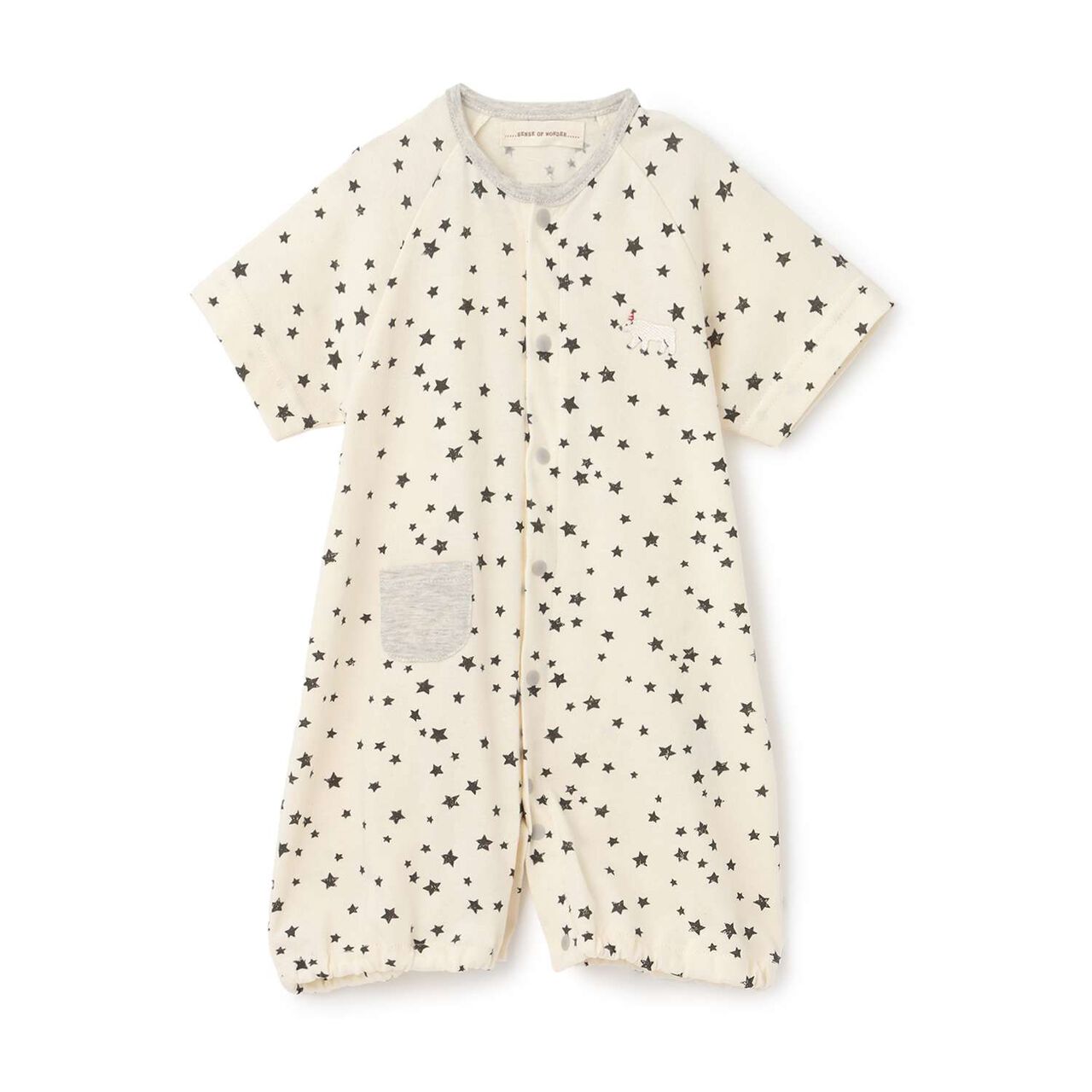 Organic Star Short-Sleeve 2WAY Romper [Made in Japan],Pearl white, large image number 2
