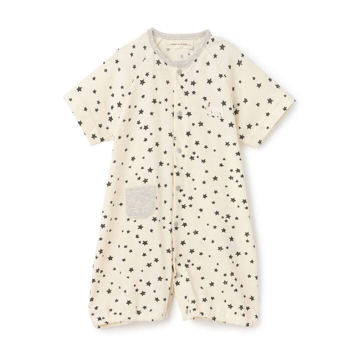 Organic Star Short-Sleeve 2WAY Romper [Made in Japan],Pearl white, medium image number 2