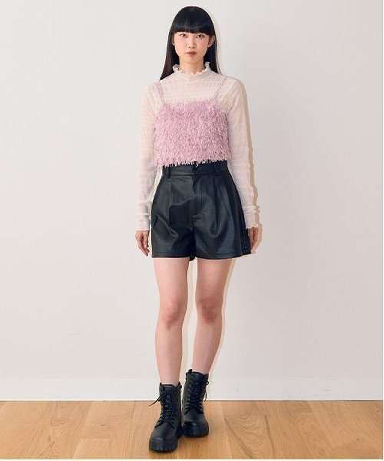 Faux Leather Shorts,Black, large image number 7