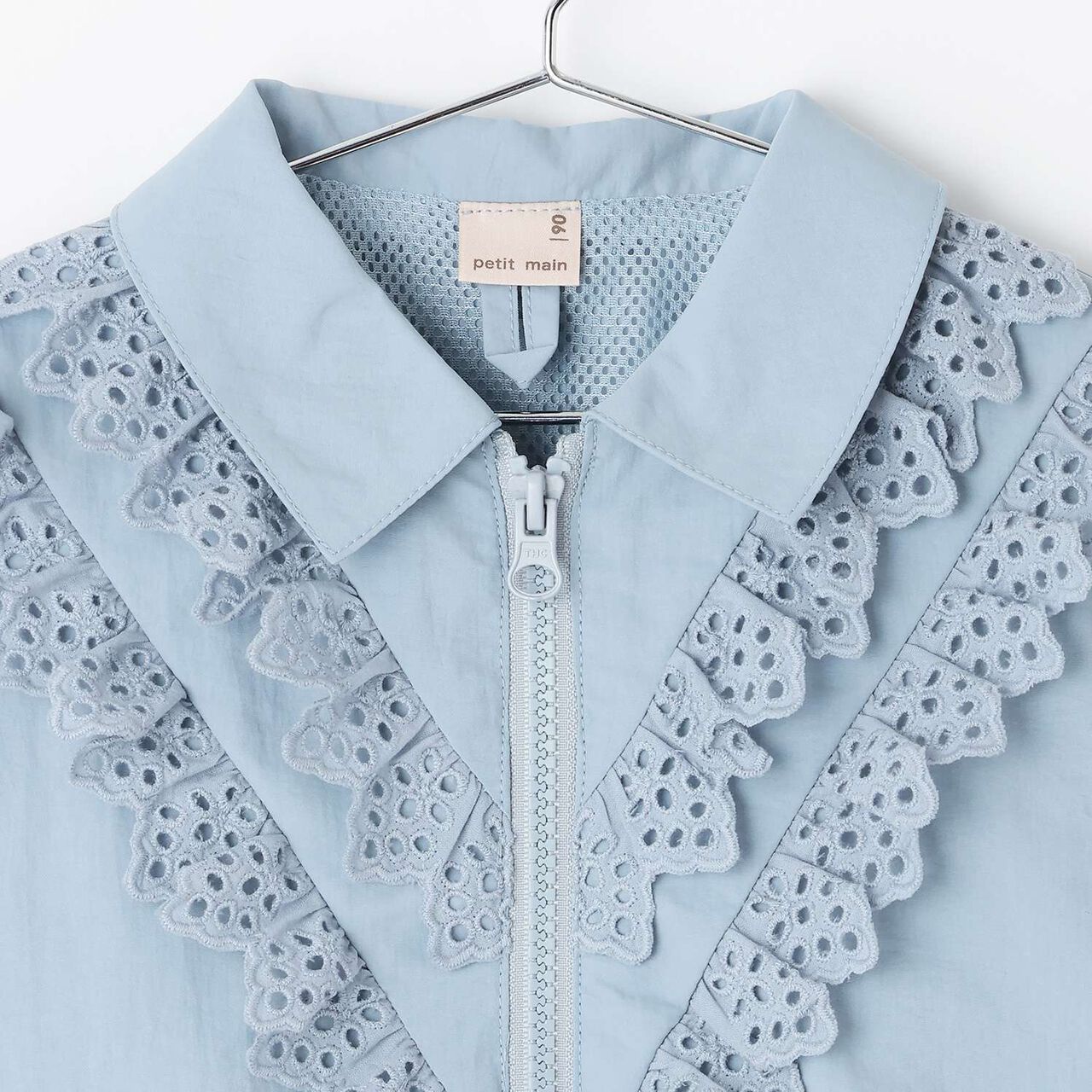 Lace Frill Bomber Jacket,Light pink, large image number 7