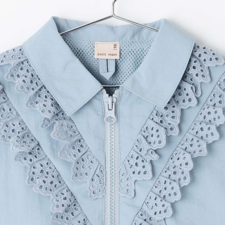 Lace Frill Bomber Jacket,Light pink, medium image number 7