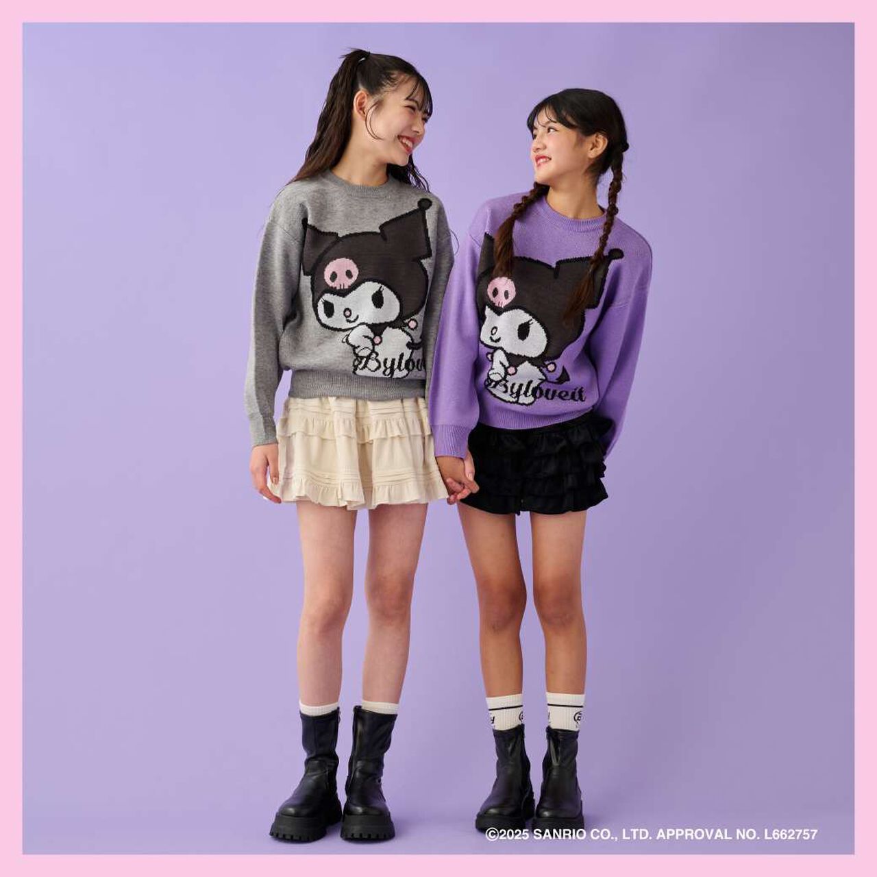 Kuromi Jacquard Knit Pullover,Lavender, large image number 2