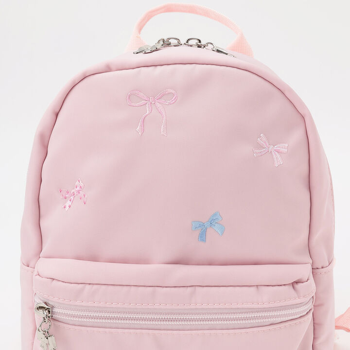 Ribbon Embroidered Backpack, Approx. 8L [Water-Repellent Finish],Light pink, medium image number 3