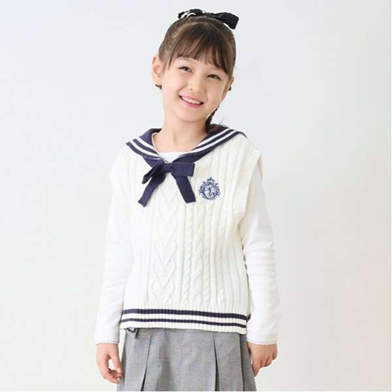 Sailor Knit Vest & Long-Sleeve T-Shirt Set,Off white, large image number 0