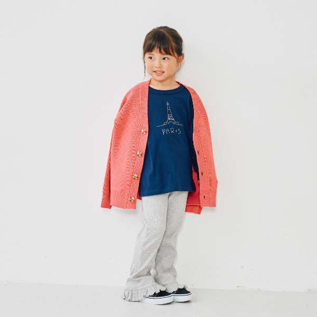 Frilled Hem Rib Pants,Pink, large image number 2