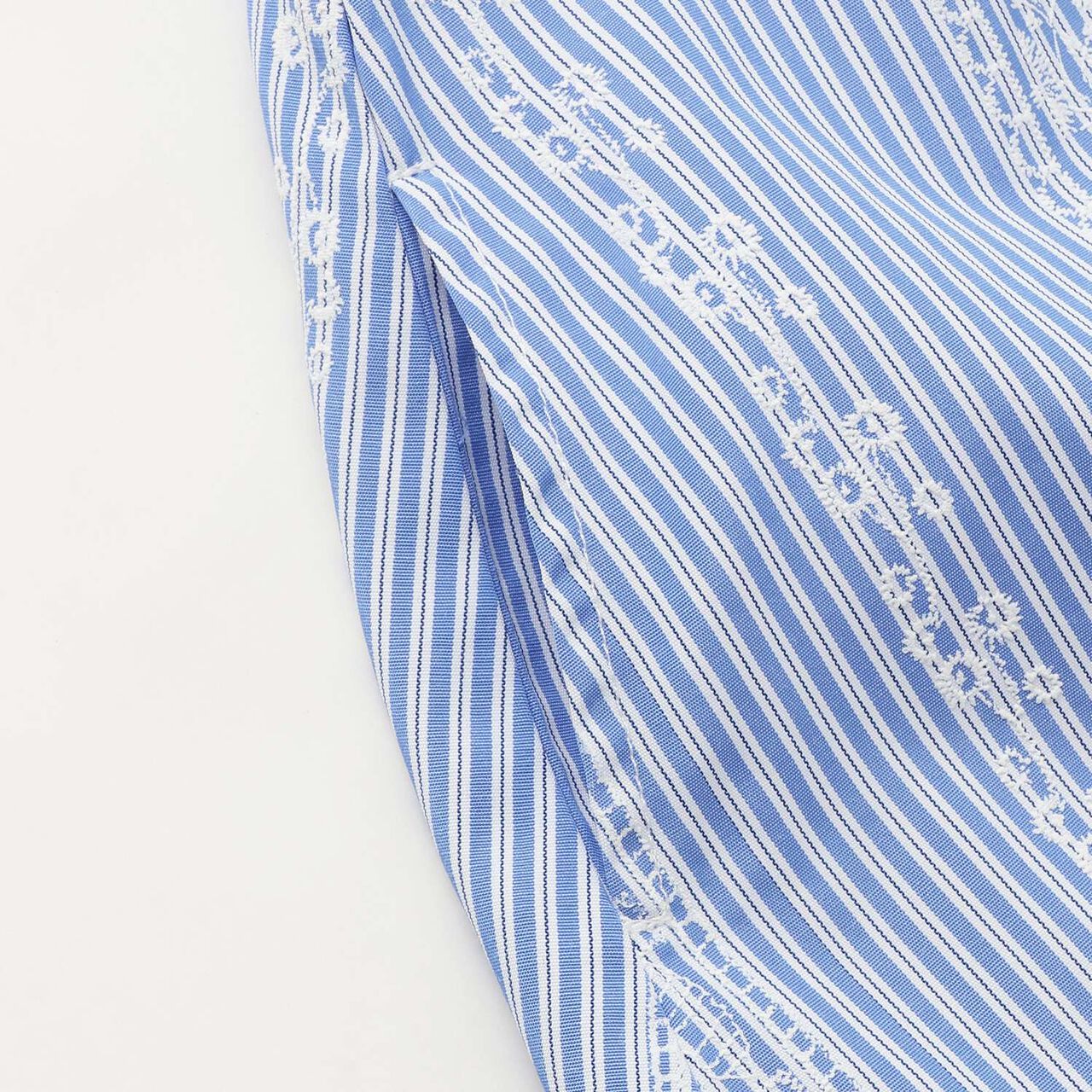 Lace Print Stripe One-Piece Dress,Blue, large image number 4