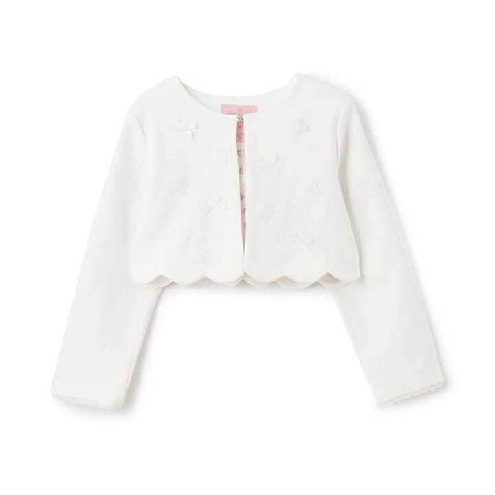 Flower Scallop Jacket,White, medium image number 0