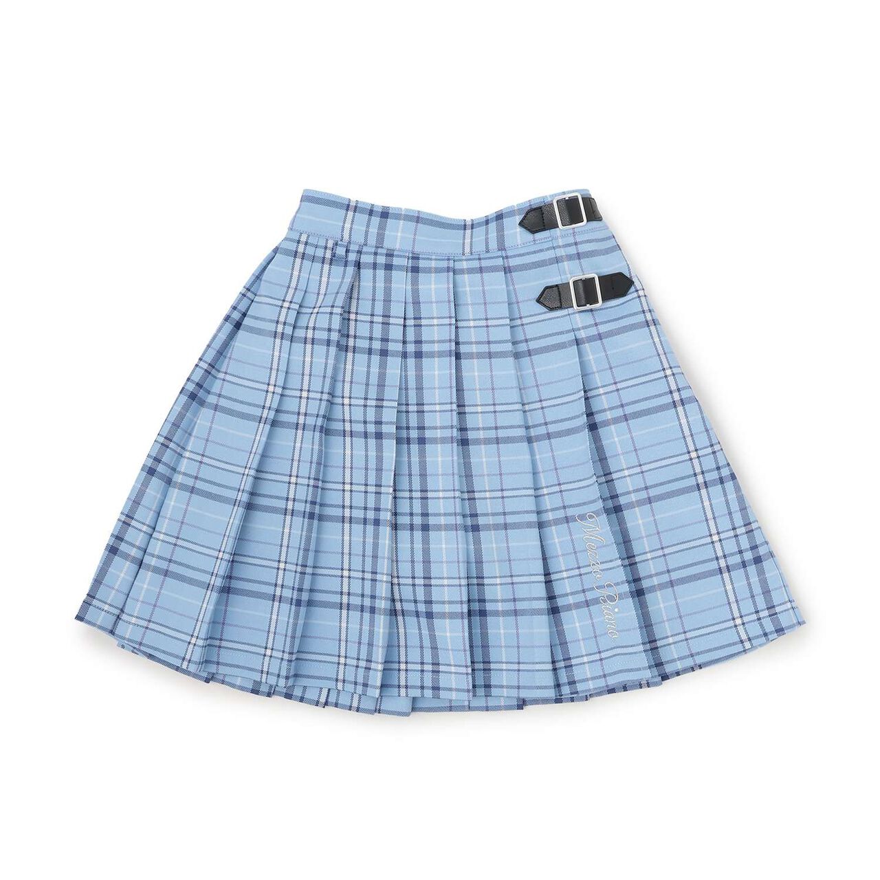 Checkered Pleated Skirt-Pants,Blue, large image number 7