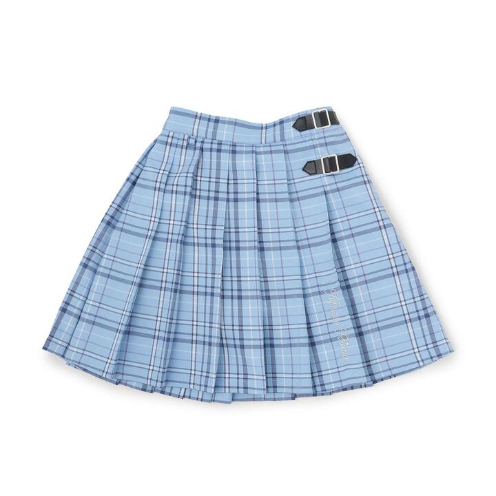 Checkered Pleated Skirt-Pants,Blue, medium image number 7