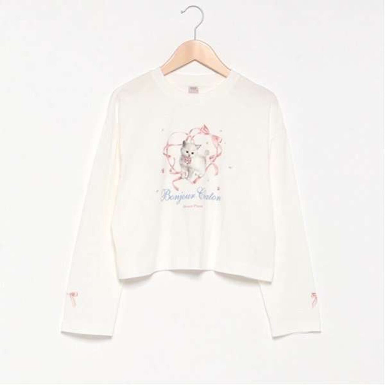 [GOOD PRICE] Bonjour Chaton Long-Sleeve T-Shirt,Black, large image number 2