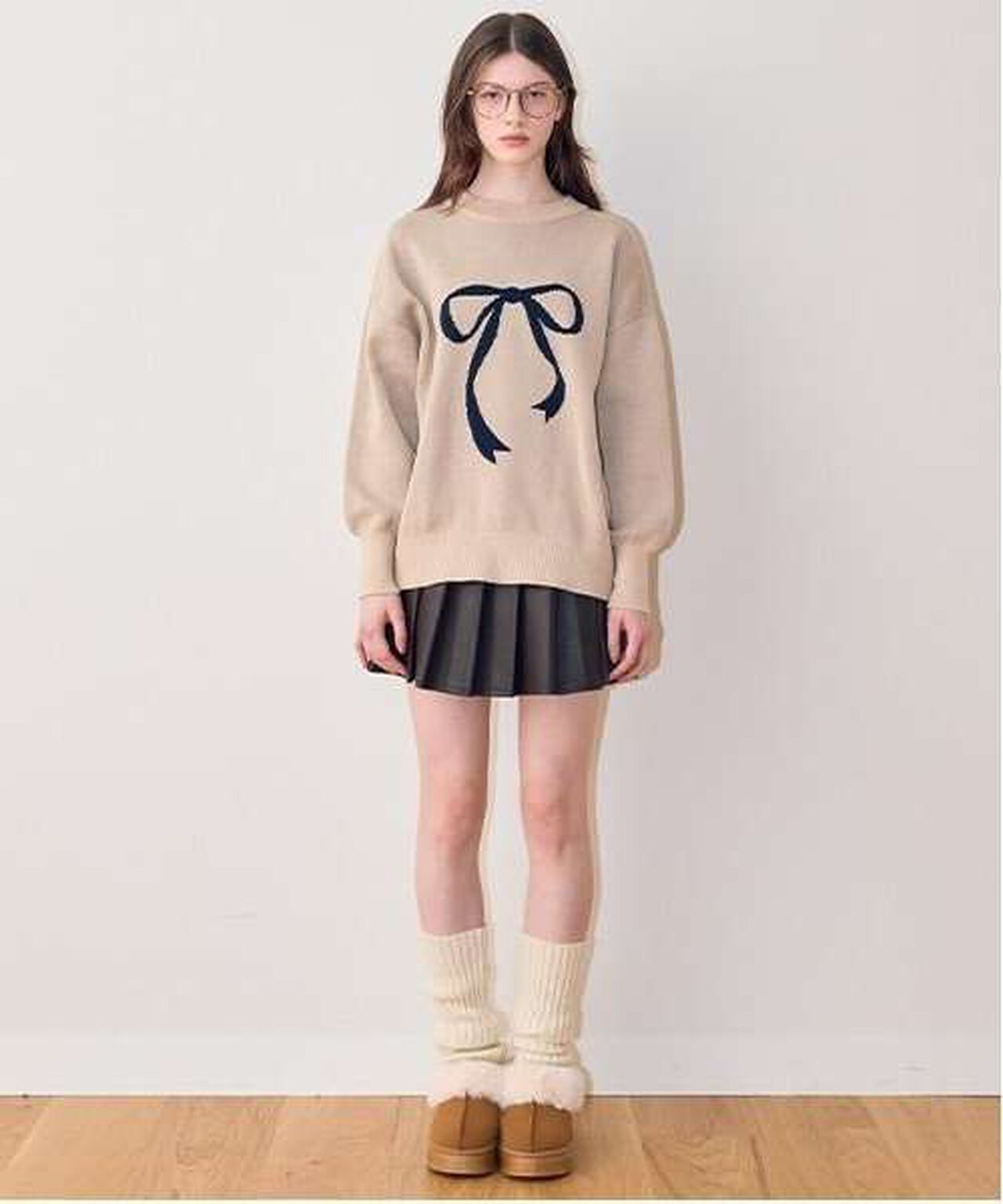 Faux Leather Pleated Skirt,Ivory, large image number 12