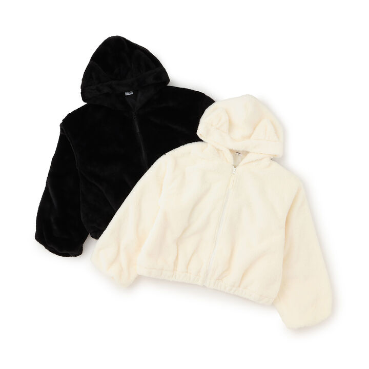 [milky coast] Cat Ear Fur Hoodie,Ivory, medium image number 14