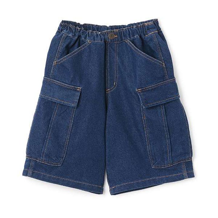 [SKIT0LY] Cool Sensation Denim Half Cargo Pants,Deep blue, medium image number 0