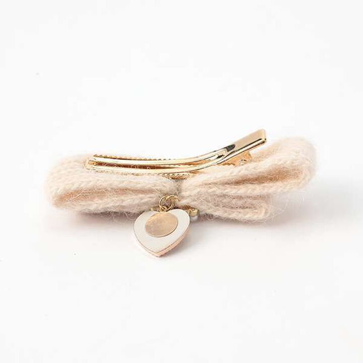 Ribbon Heart Hair Clip,Light pink, medium image number 2