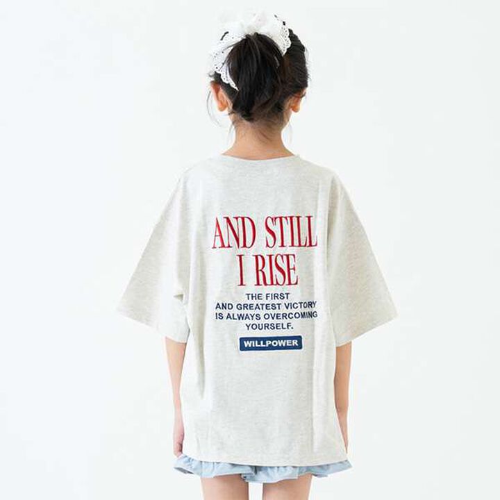 [100% Cotton Matching with Dad] Kids Logo Embroidery Big Half T-Shirt,Smoke white, medium image number 1