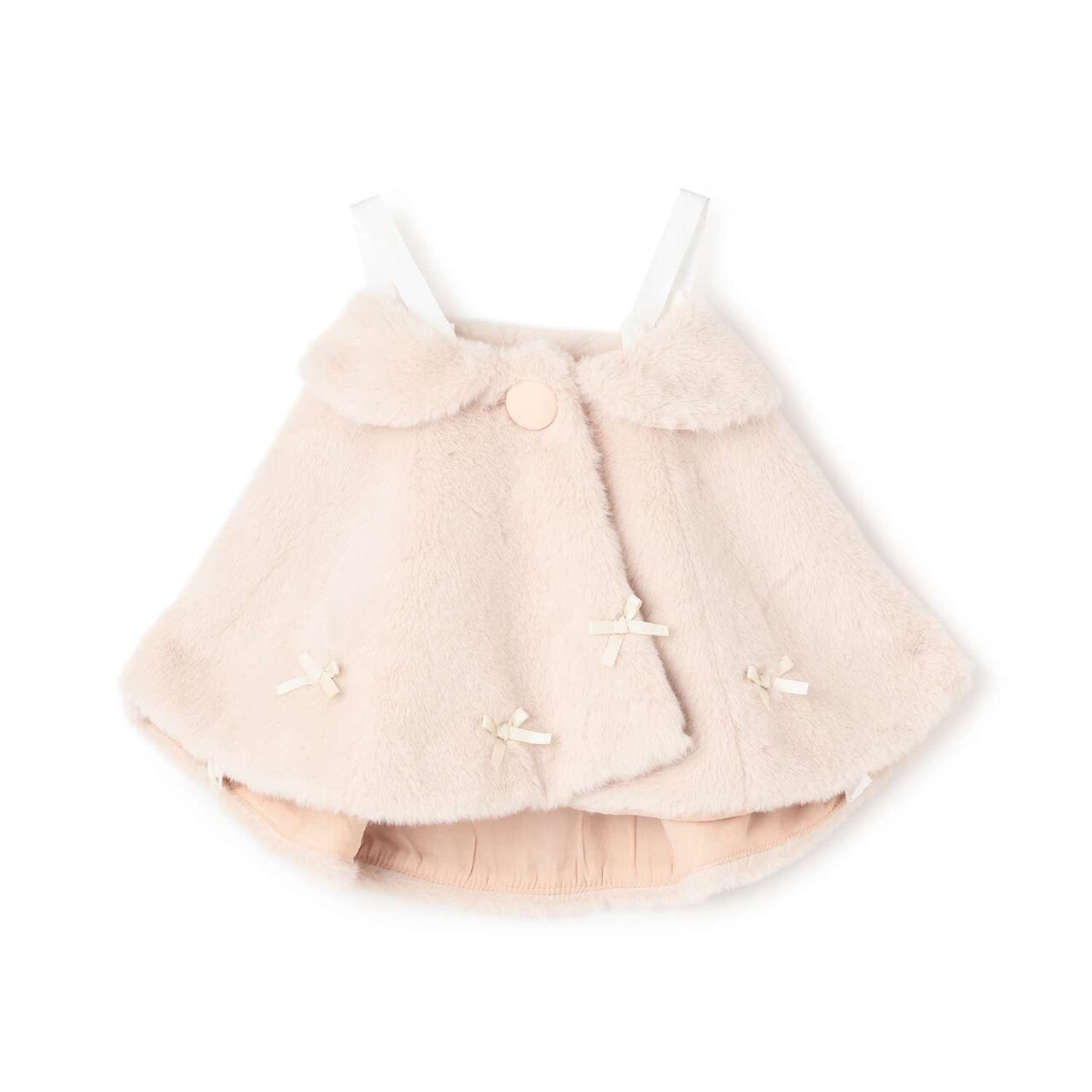 2 WAY Collar Ribbon Fur Cape,Light pink, large image number 4