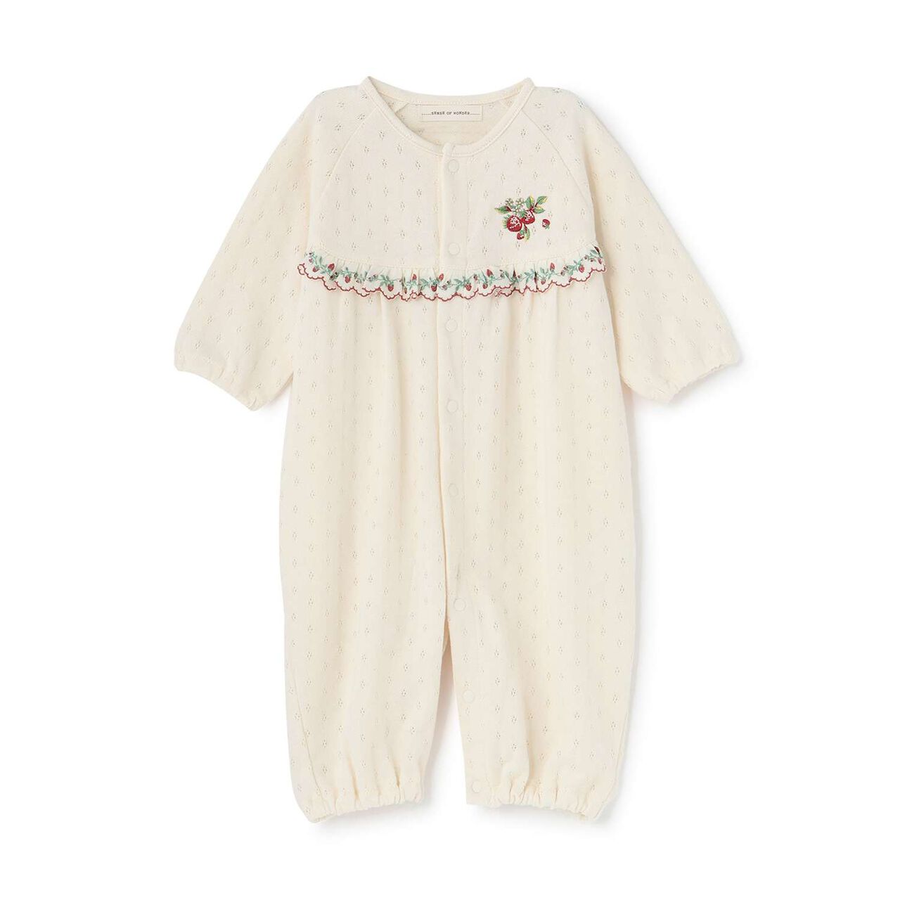Wild Strawberry Yoke Switch 2WAY Romper [Organic] [Made in Japan],Pearl white, large image number 5