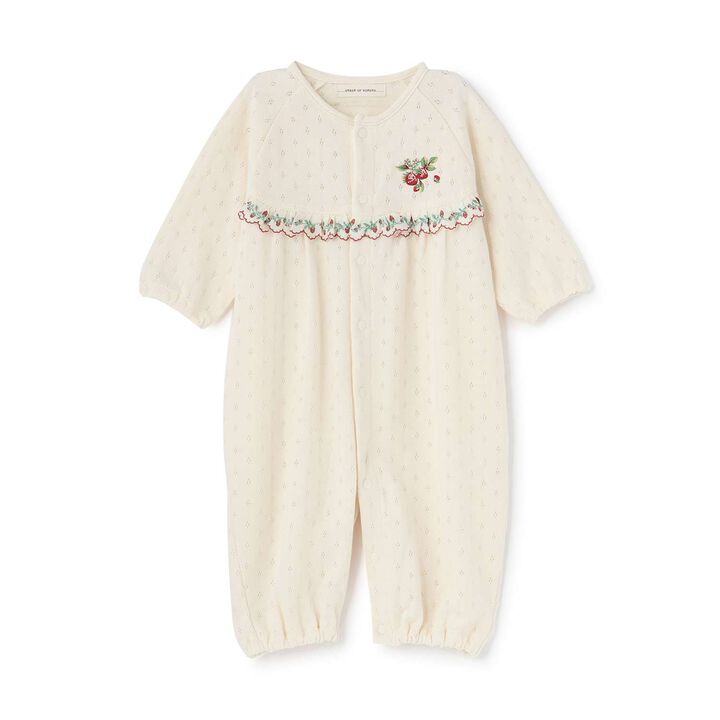 Wild Strawberry Yoke Switch 2WAY Romper [Organic] [Made in Japan],Pearl white, medium image number 5