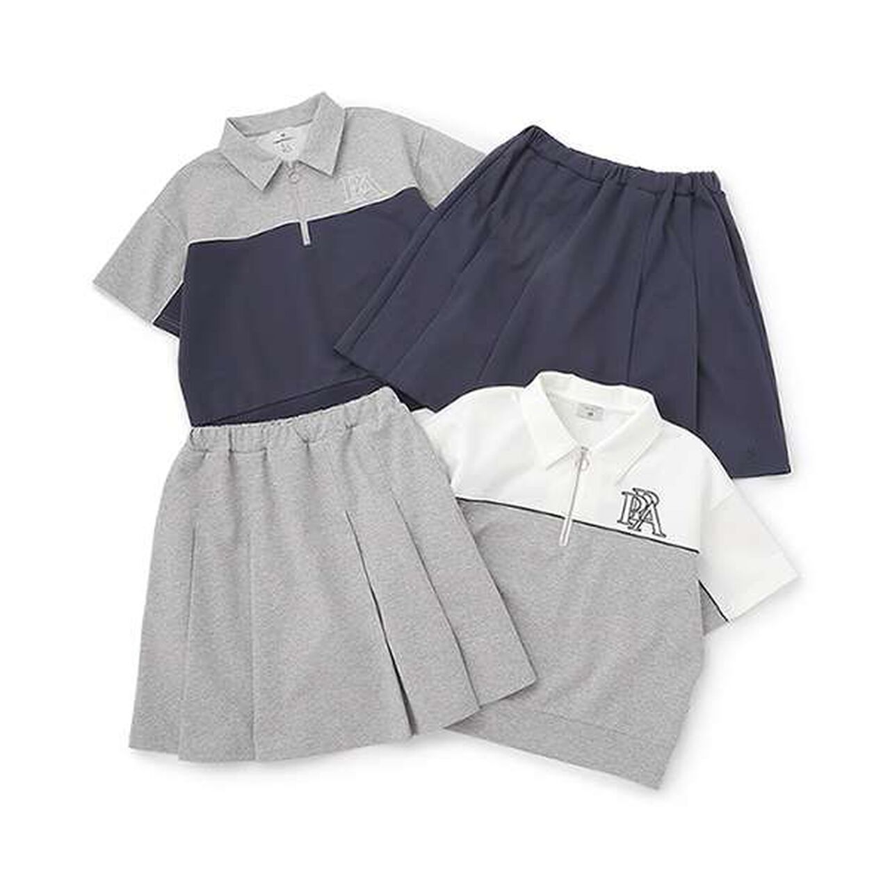 [AMI] Color Block Half-Zip Outfit Set,Top gray, large image number 19