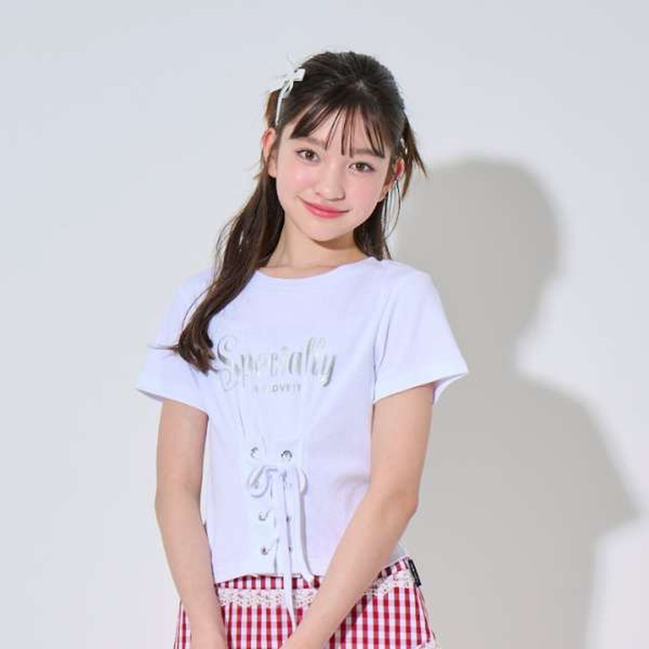 [Featured in Q-Gal] Front Lace-up T-shirt,Off white, large image number 0