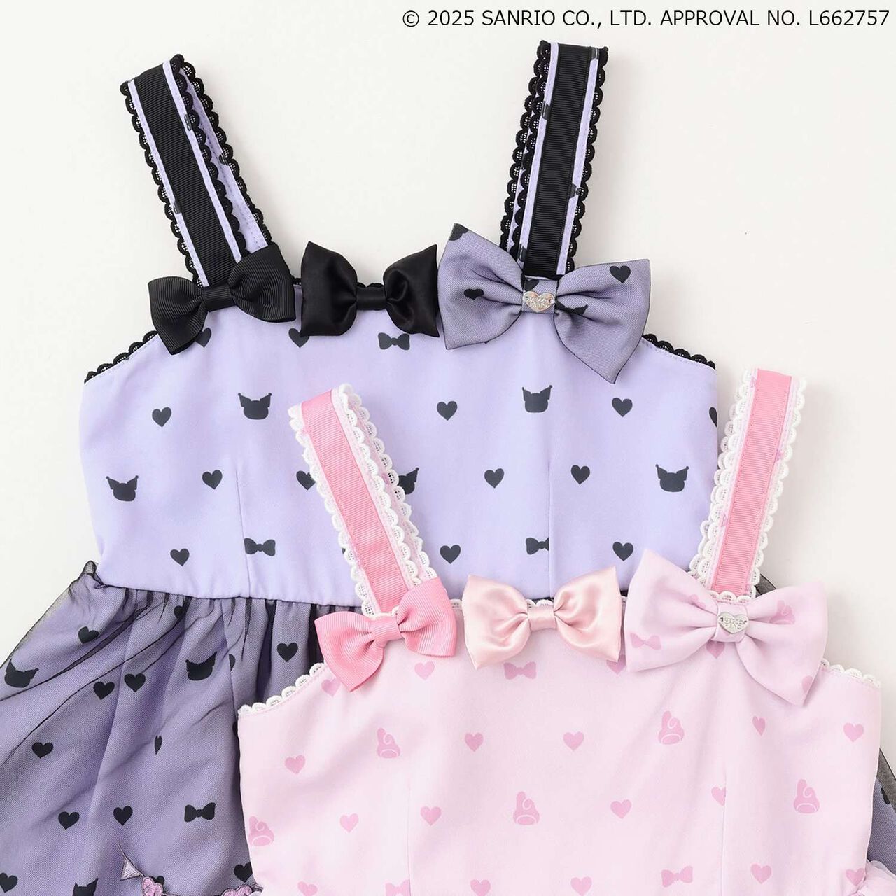 My Melody / Kuromi Ribbed T-Shirt & One-Piece Dress Set,Pink, large image number 3