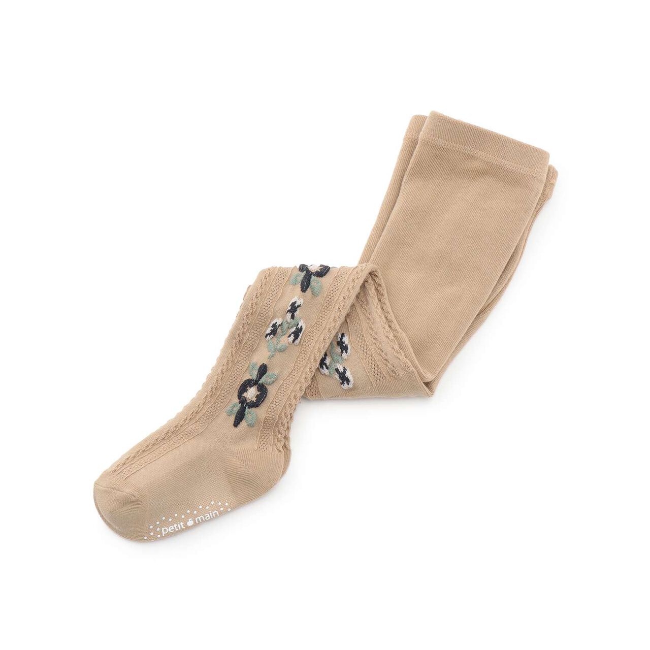 Flower Jacquard Tights,Beige, large image number 0