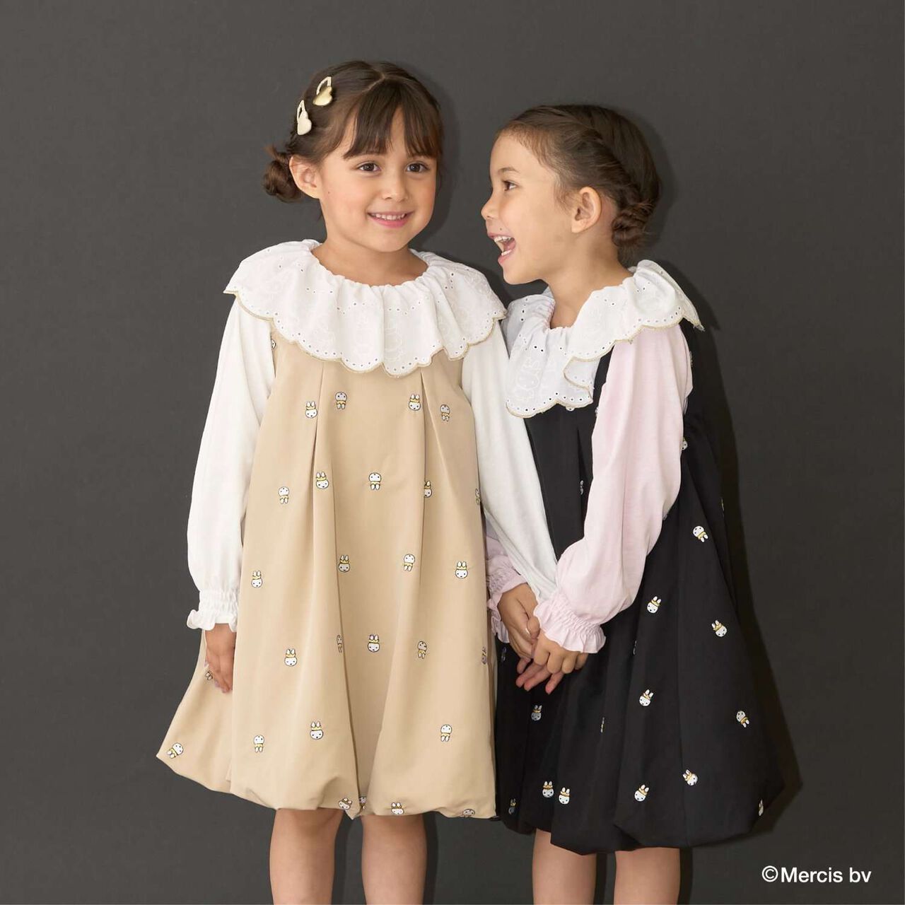 Miffy Embroidered All-Over Pattern Balloon One-Piece Dress,Black, large image number 25