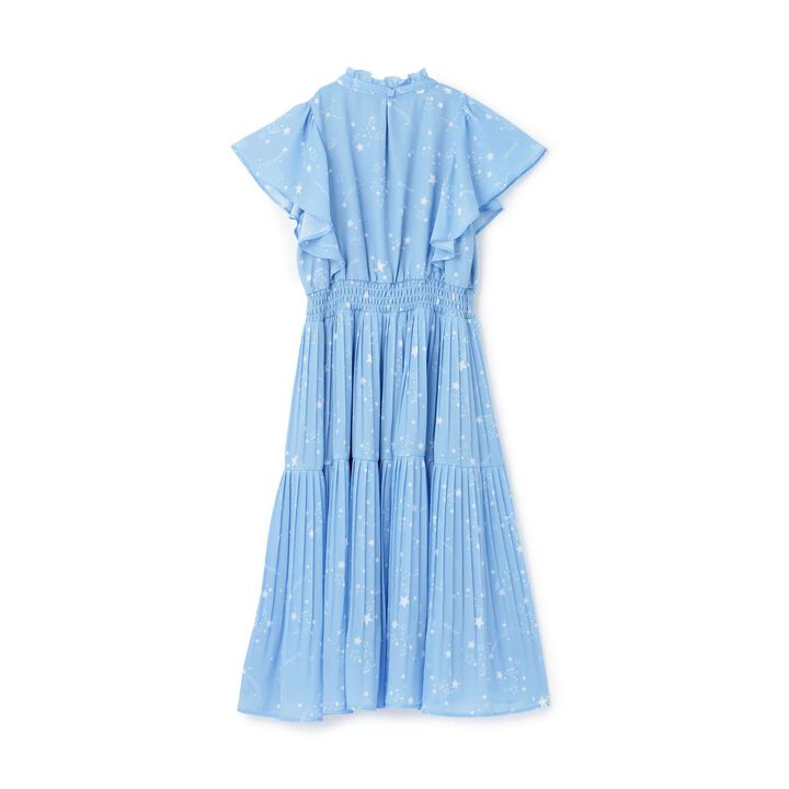 Assorted Fabric Pleated One-Piece Dress♪,Light blue, medium image number 1