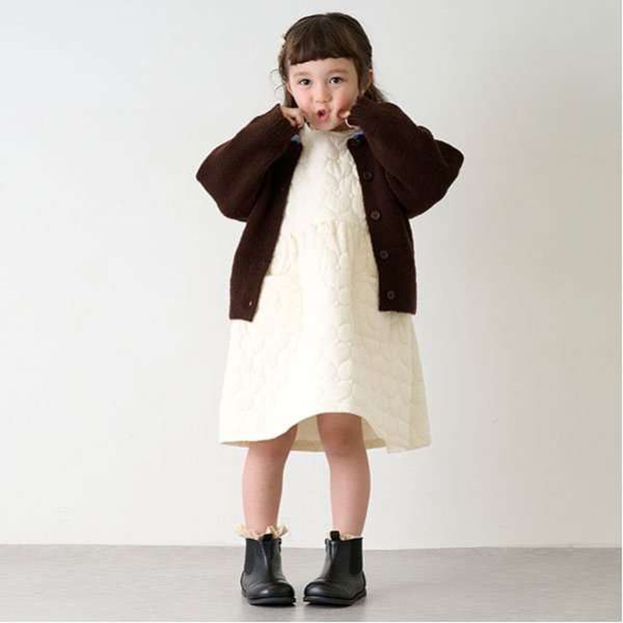 Heart Quilted Jumper Skirt,Charcoal gray, large image number 14